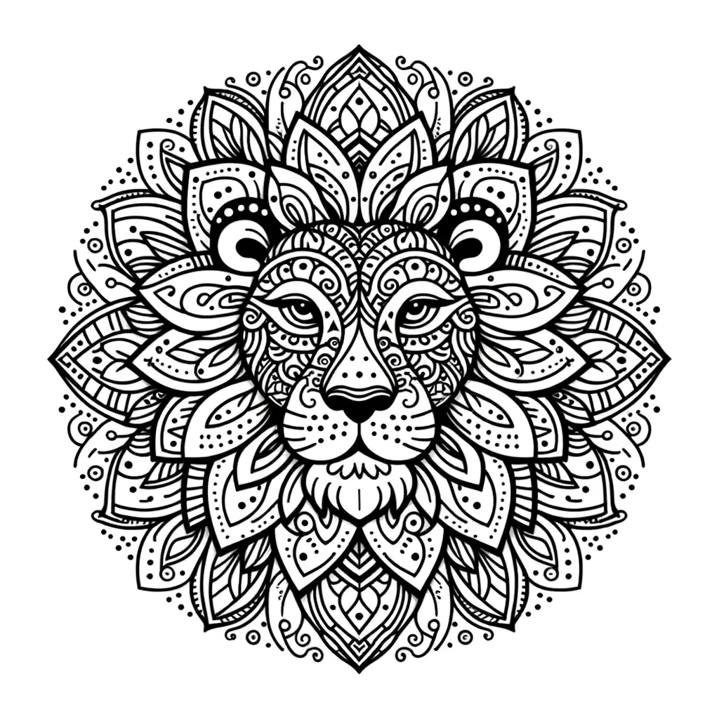 Dibujo de mandala de animal león para colorear e imprimir ❤️ | Minenito