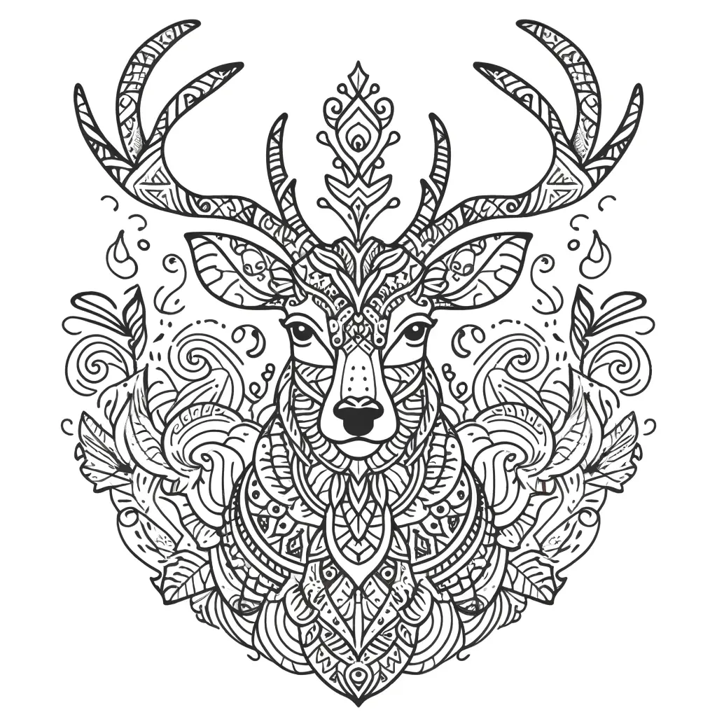 Dibujo de mandala de animal ciervo para colorear e imprimir ❤️ | Minenito