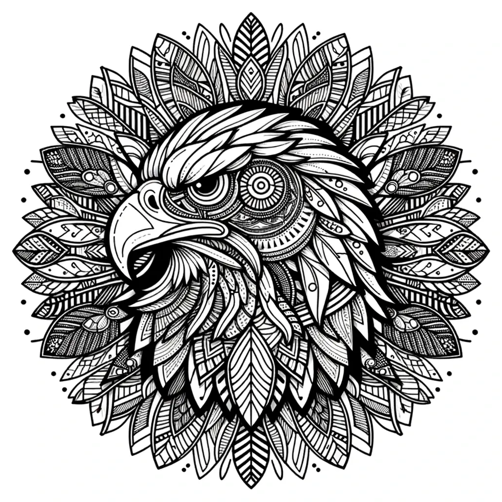 Dibujo de mandala de animal águila para colorear e imprimir ❤️ | Minenito