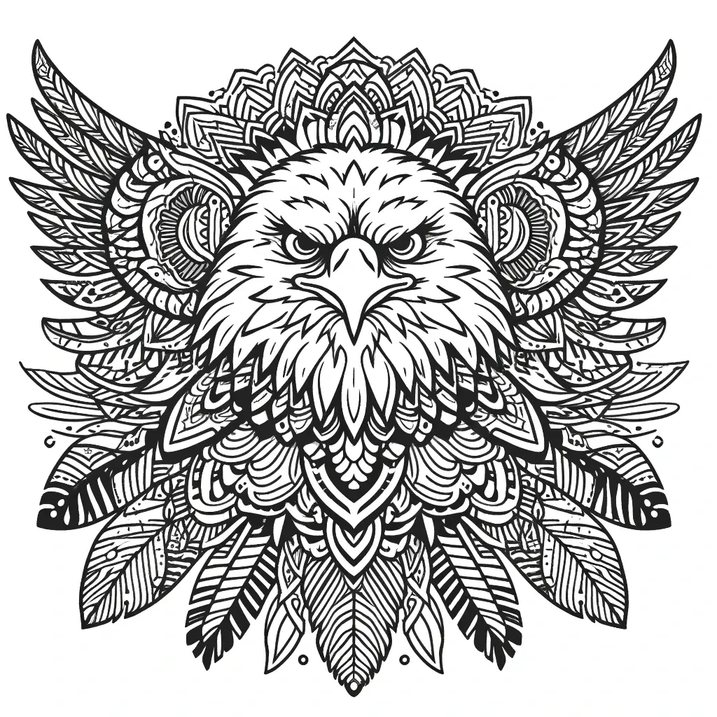 Dibujo de mandala de animal águila para colorear e imprimir ❤️ | Minenito
