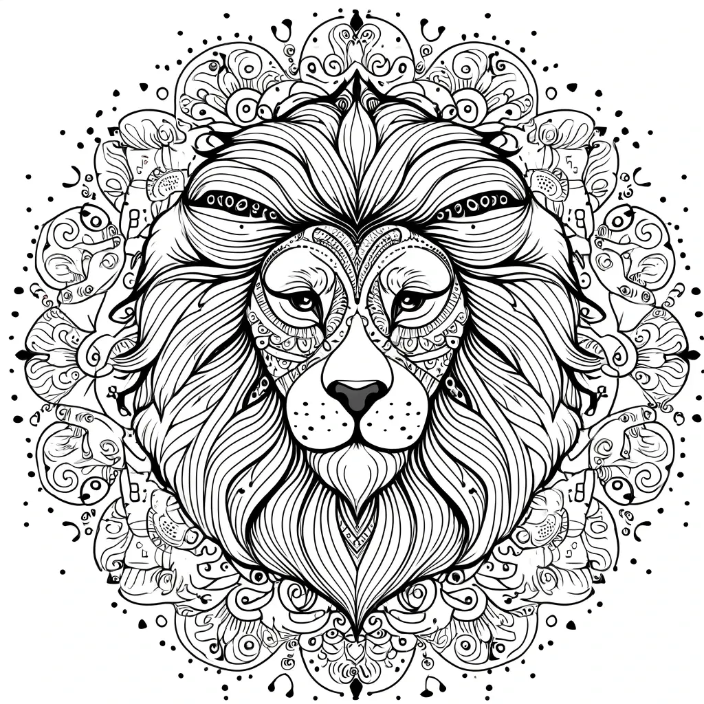 Dibujo de mandala de animal león para colorear e imprimir ❤️ | Minenito