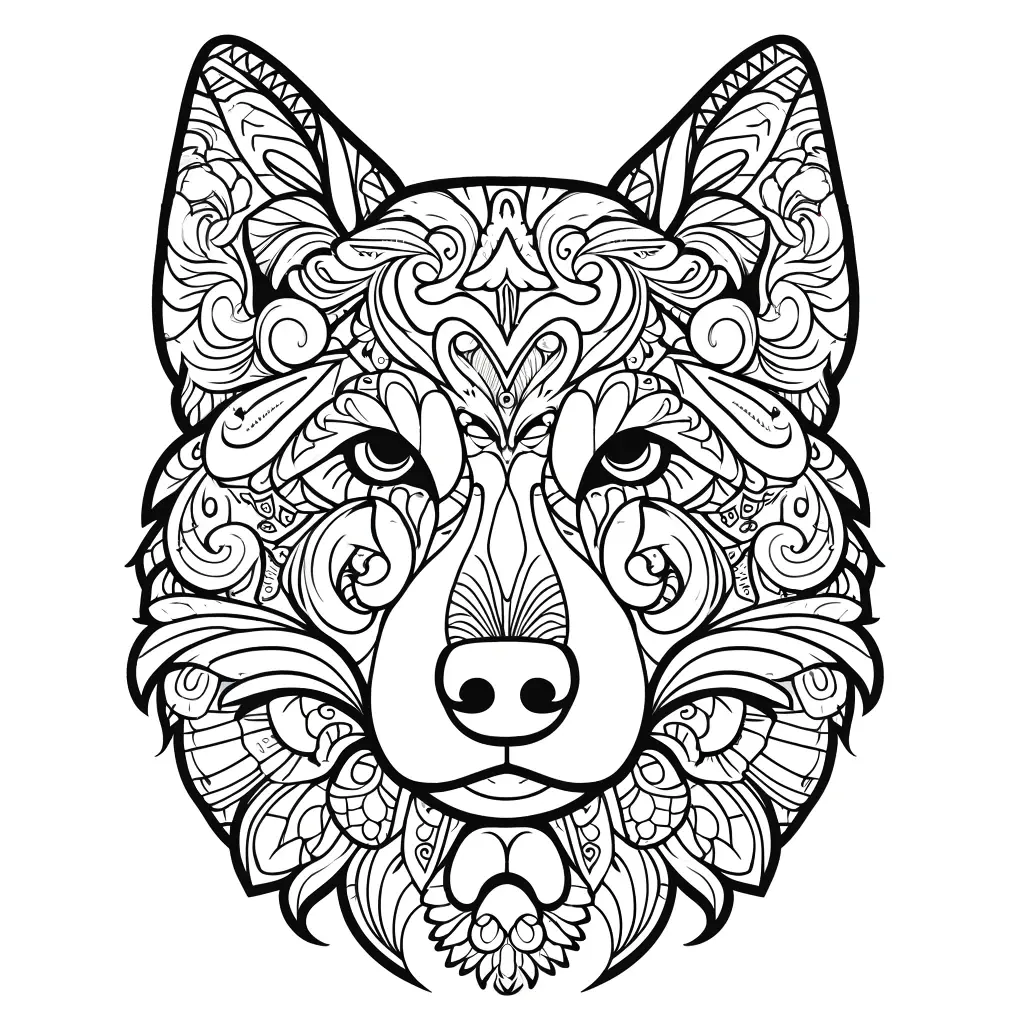 Dibujo de mandala de animal perro para colorear e imprimir ❤️ | Minenito