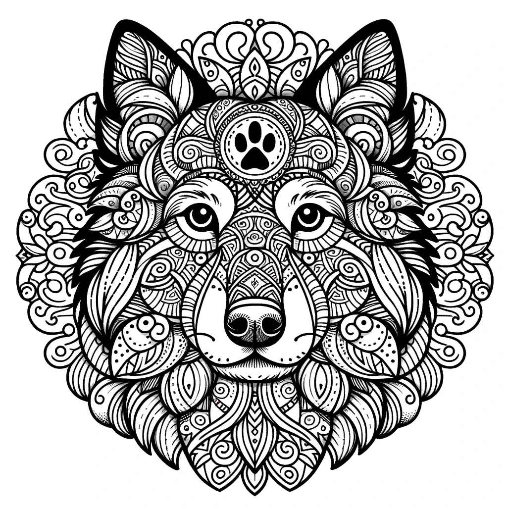 Dibujo de mandala de animal perro para colorear e imprimir ❤️ | Minenito