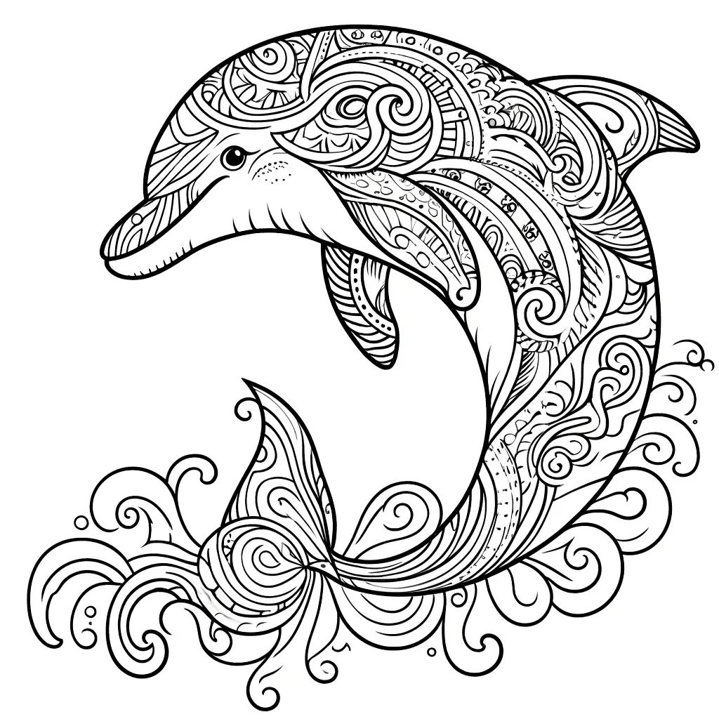 Dibujo de mandala de animal delfín para colorear e imprimir ❤️ | Minenito
