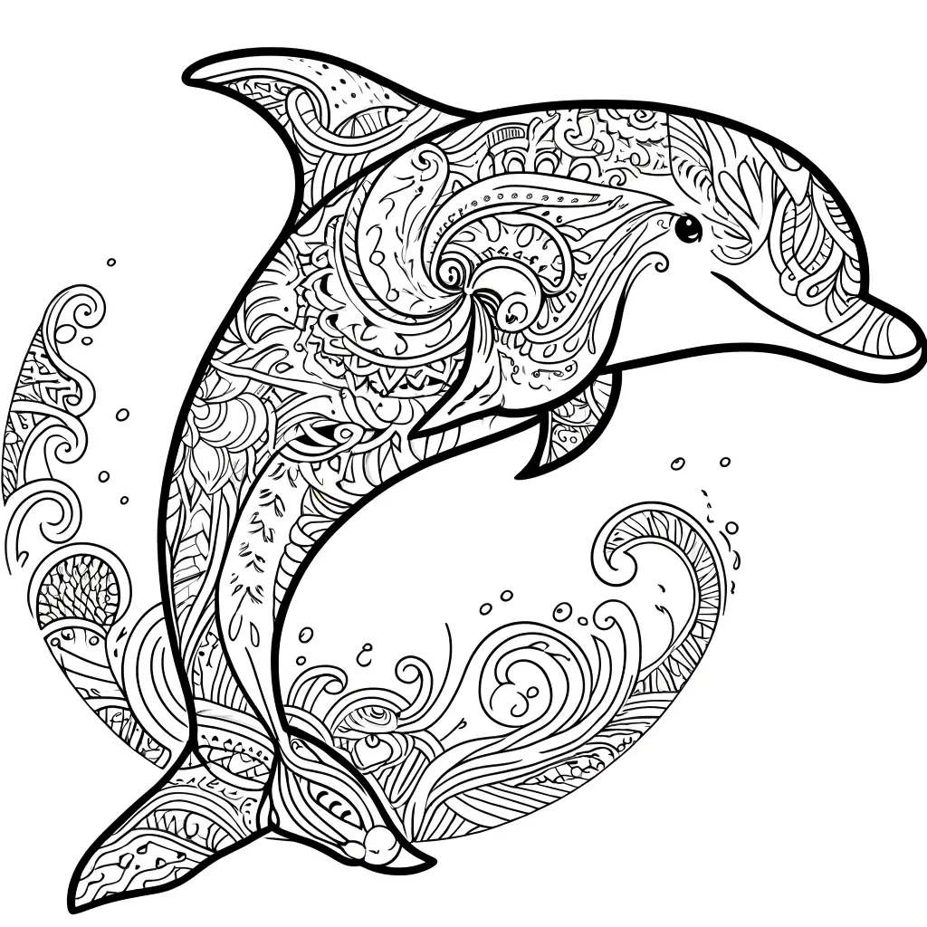 Dibujo de mandala de animal delfín para colorear e imprimir ❤️ | Minenito