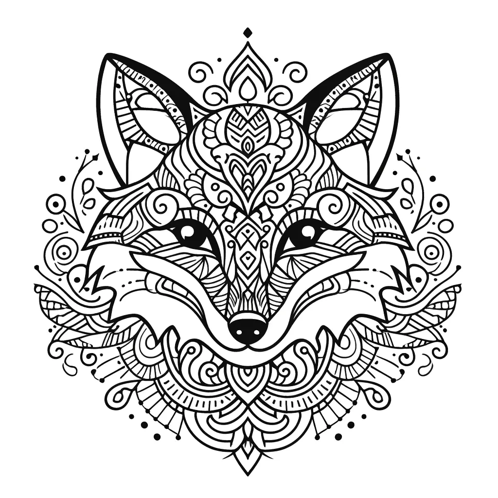 Dibujo de mandala de animal zorro para colorear e imprimir ❤️ | Minenito