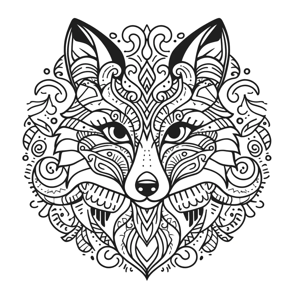 Dibujo de mandala de animal zorro para colorear e imprimir ❤️ | Minenito
