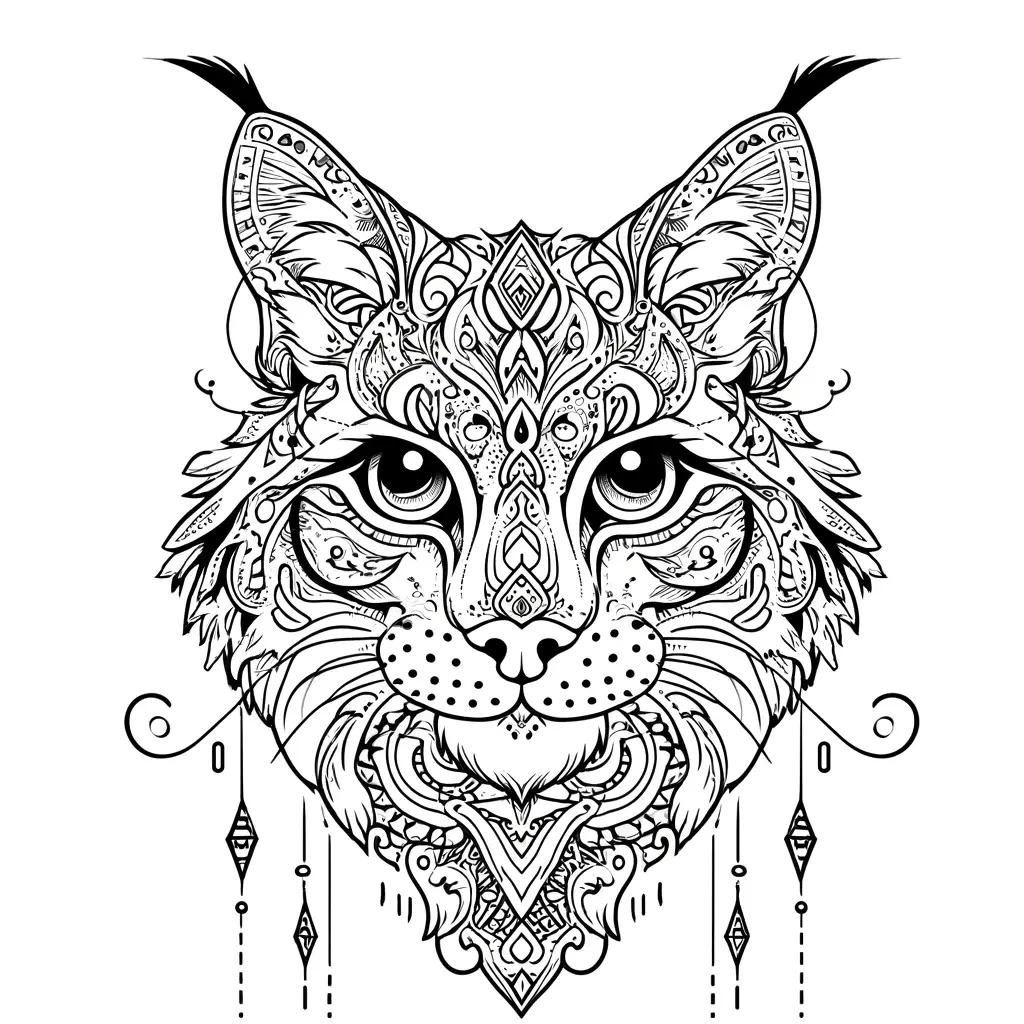Dibujo de mandala de animal lince para colorear e imprimir ❤️ | Minenito