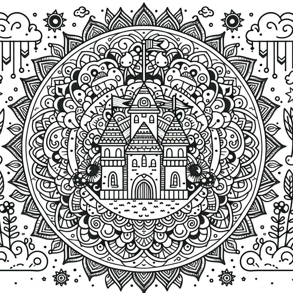 Dibujo de mandala de castillos para colorear e imprimir ❤️ | Minenito