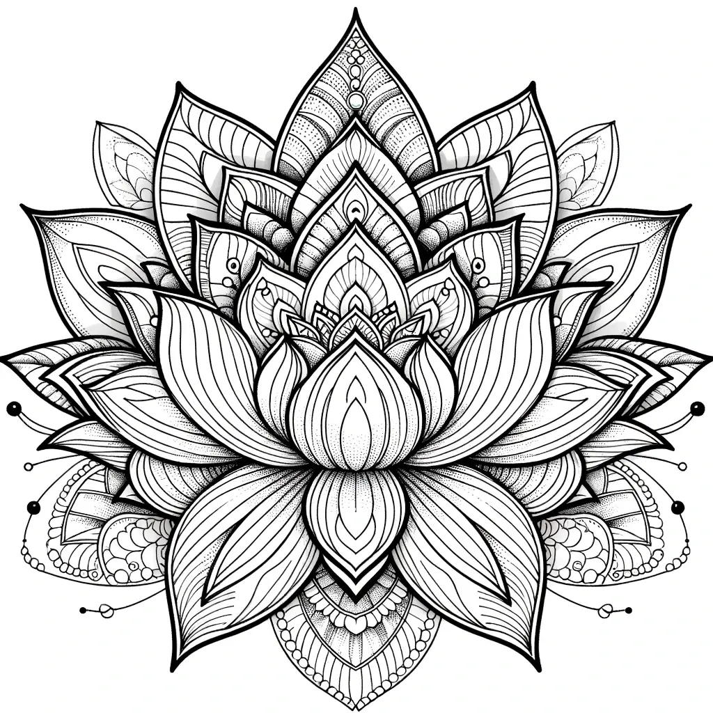 Dibujo de mandala de flor de loto para colorear e imprimir ❤️ | Minenito