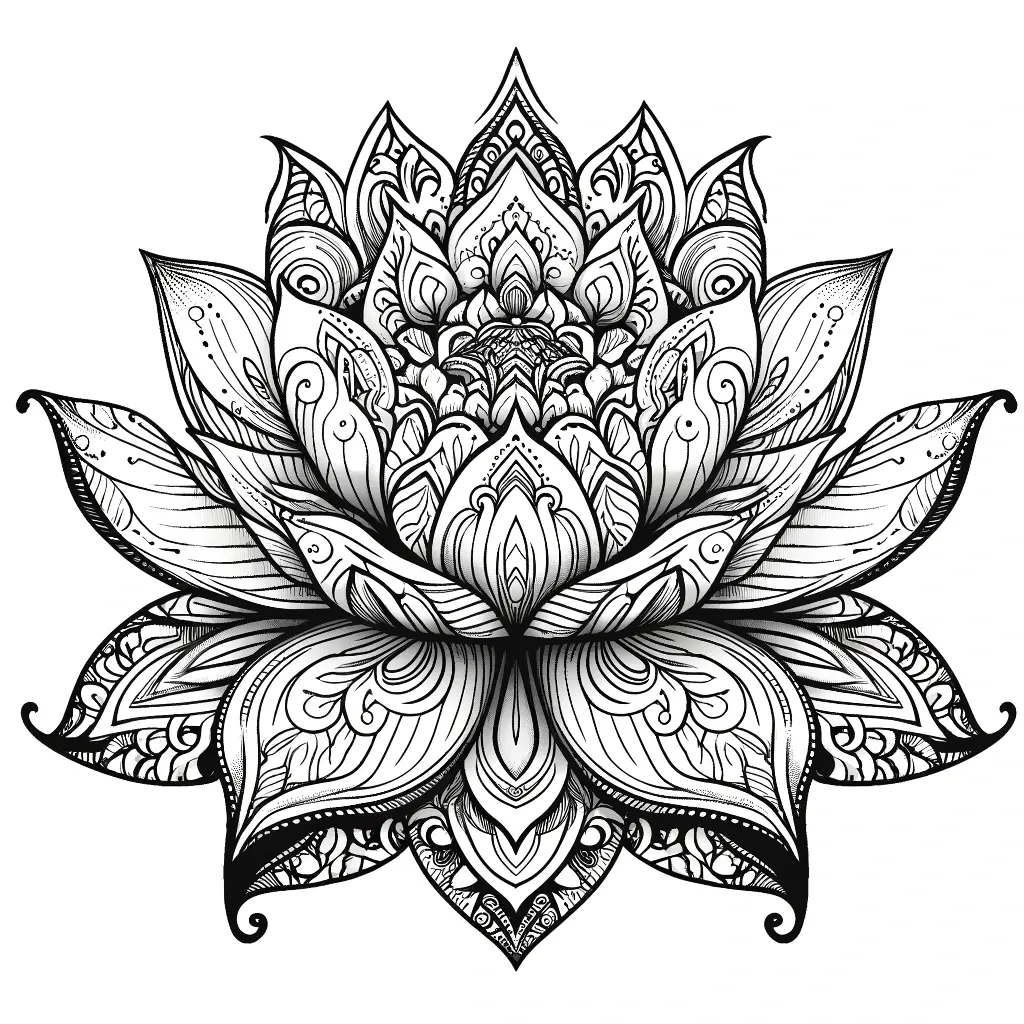 Dibujo de mandala de flor de loto para colorear e imprimir ❤️ | Minenito