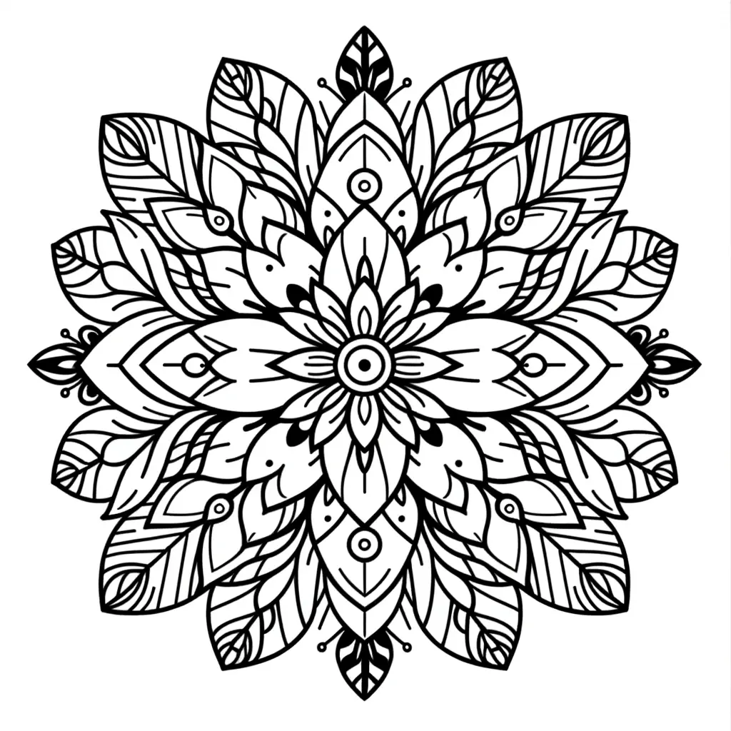 Dibujo de mandala de flor para colorear e imprimir ❤️ | Minenito