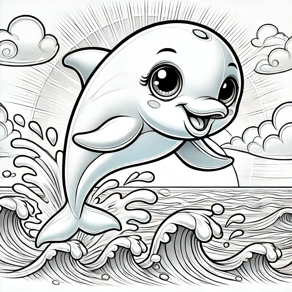 Dibujos de delfines para colorear ❤️ | Minenito