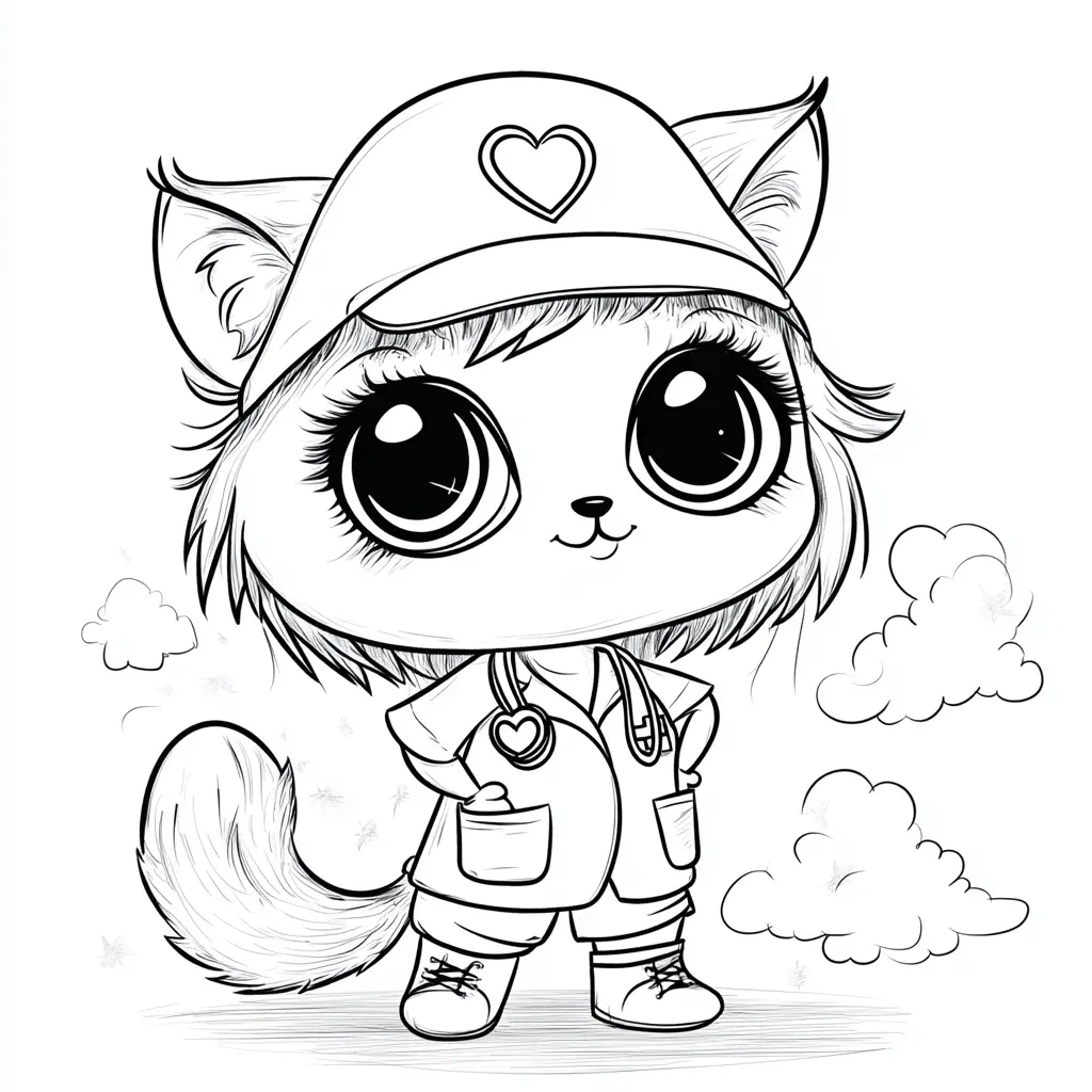 Gatita doctora presumida para colorear ❤️ | Minenito