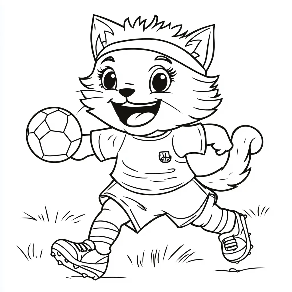 Gato futbolista para colorear ❤️ | Minenito