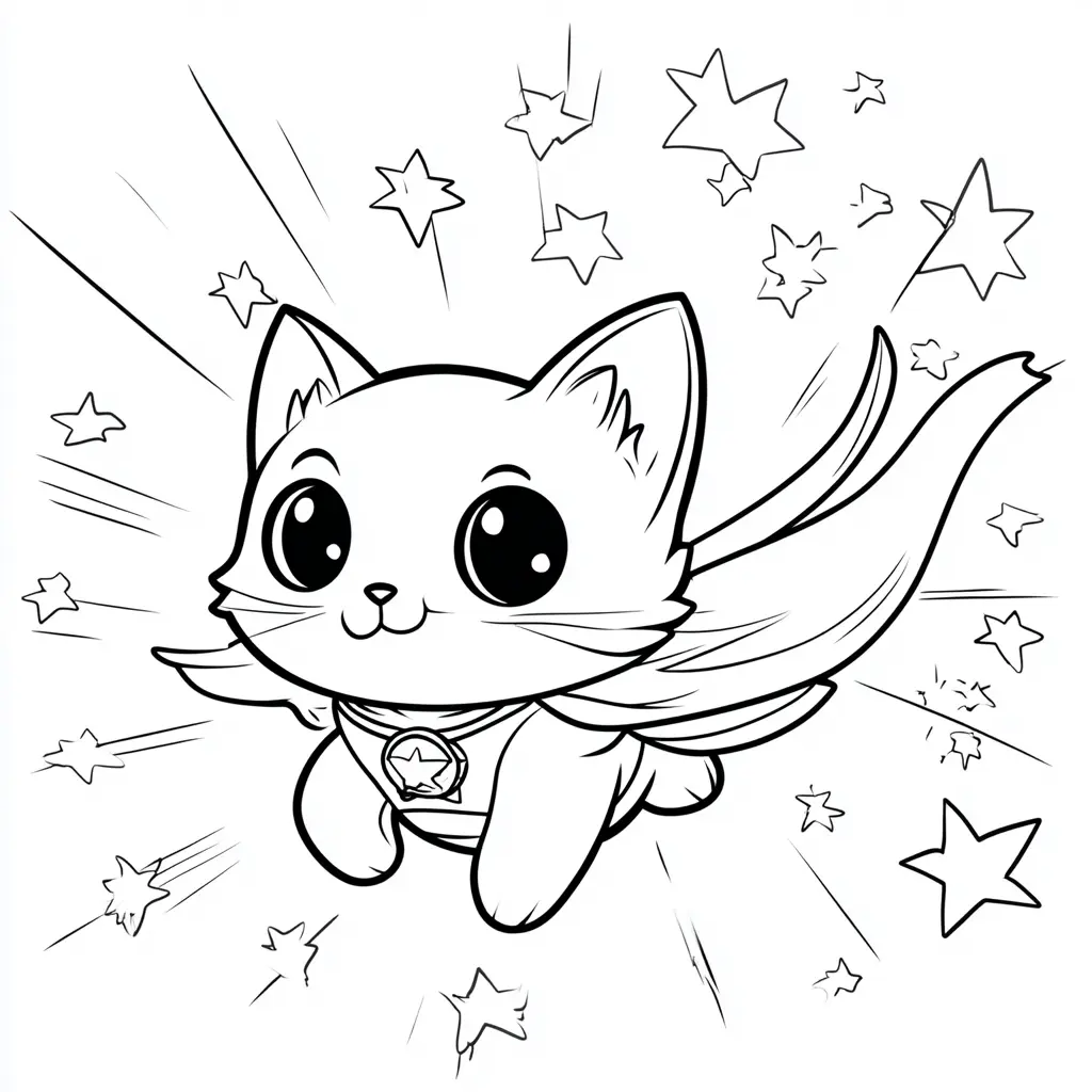 Lindo gatito superhéroe fantástico para colorear ❤️ | Minenito