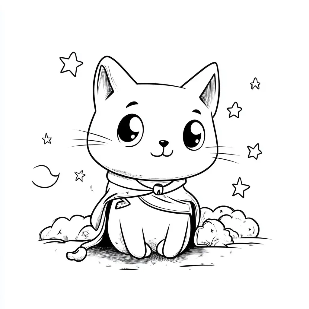 Gatito gracioso superhéroe para colorear ❤️ | Minenito