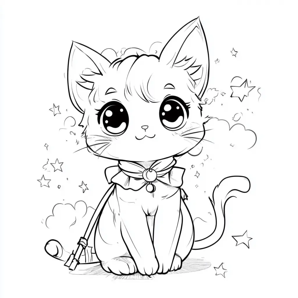 Dulce gatita superheroína elegante para colorear ❤️ | Minenito