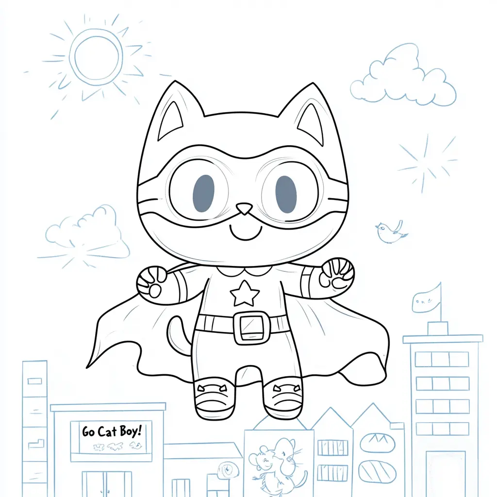 Cat Boy gato superhéroe para colorear ❤️ | Minenito
