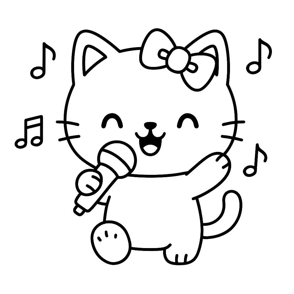 Gatita cantante para colorear ❤️ | Minenito