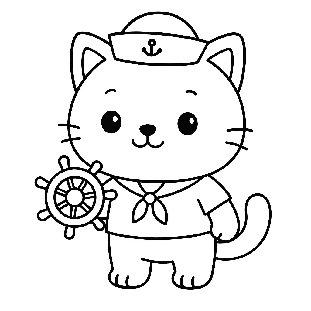 Gatito marinero para colorear ❤️ | Minenito