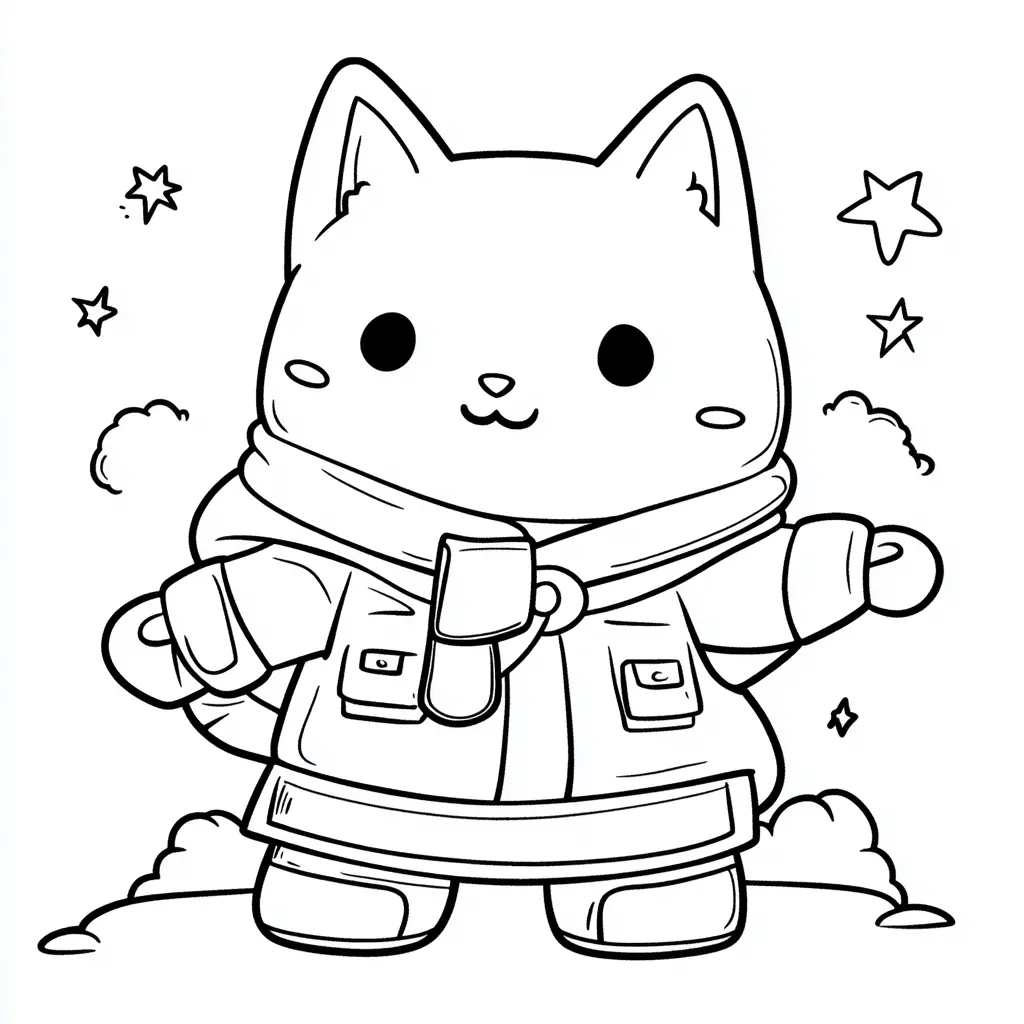 Gatito Kawaii montañero para colorear ❤️ | Minenito