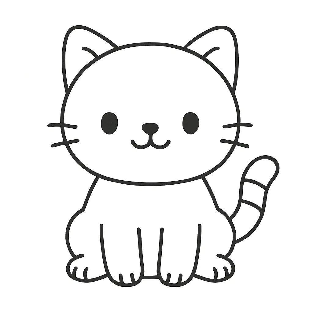 Gatito Kawaii fácil para colorear ❤️ | Minenito