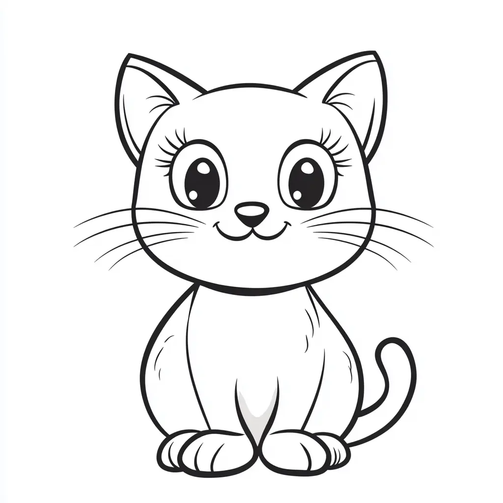 Gatito fácil para colorear ❤️ | Minenito