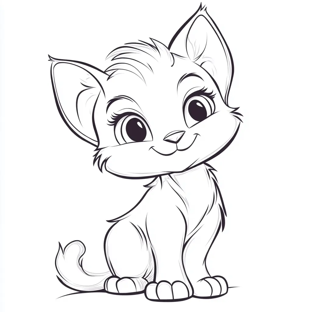 Linda gatita fácil para colorear ❤️ | Minenito