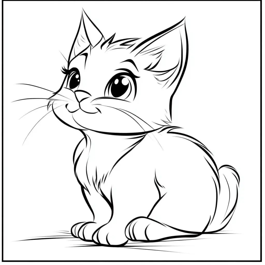 Adorable gato para colorear ❤️ | Minenito