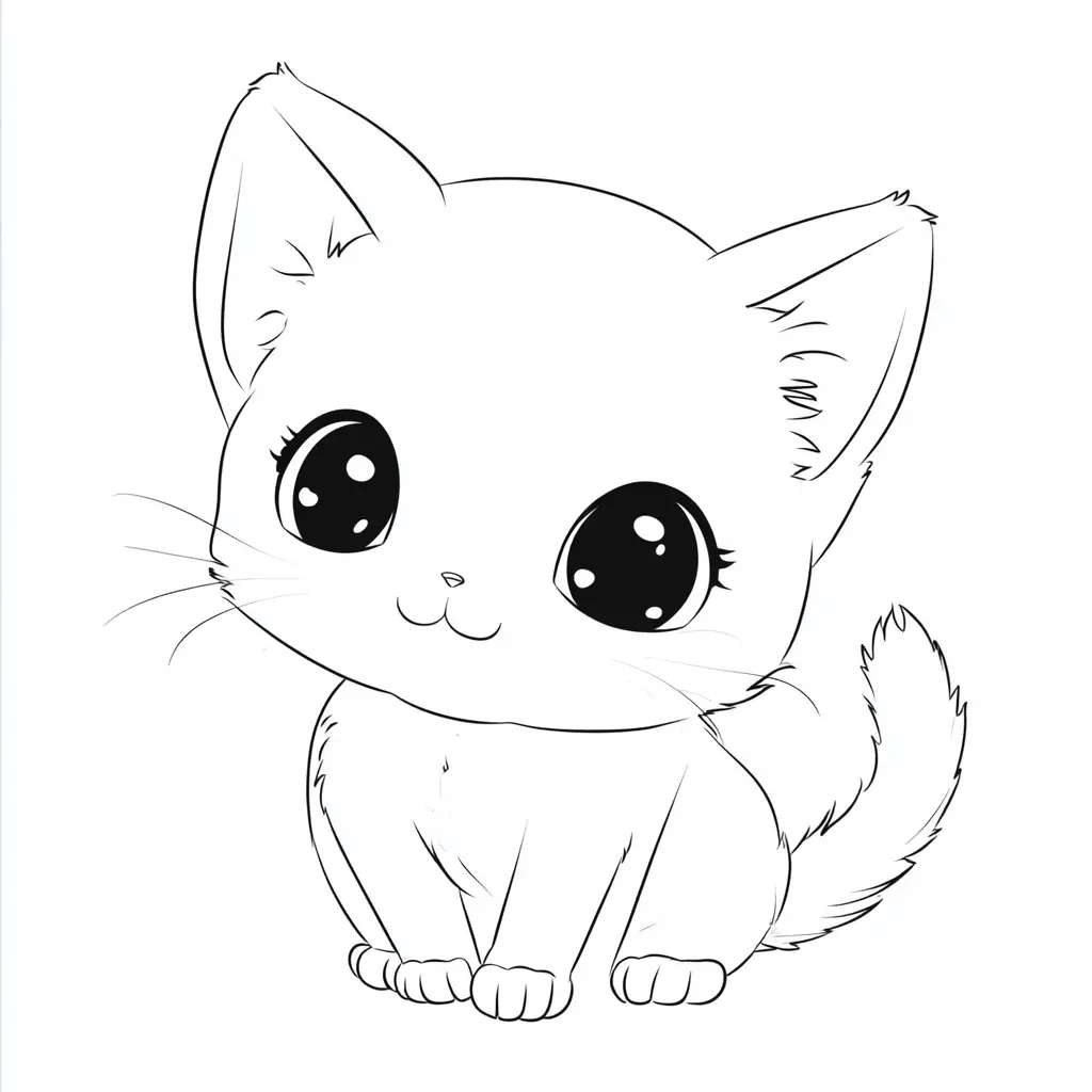 Simpático gatito japonés para colorear ❤️ | Minenito
