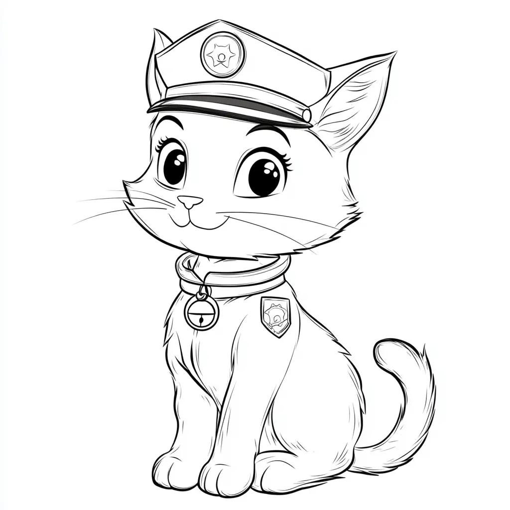 Gatito policía para colorear ❤️ | Minenito