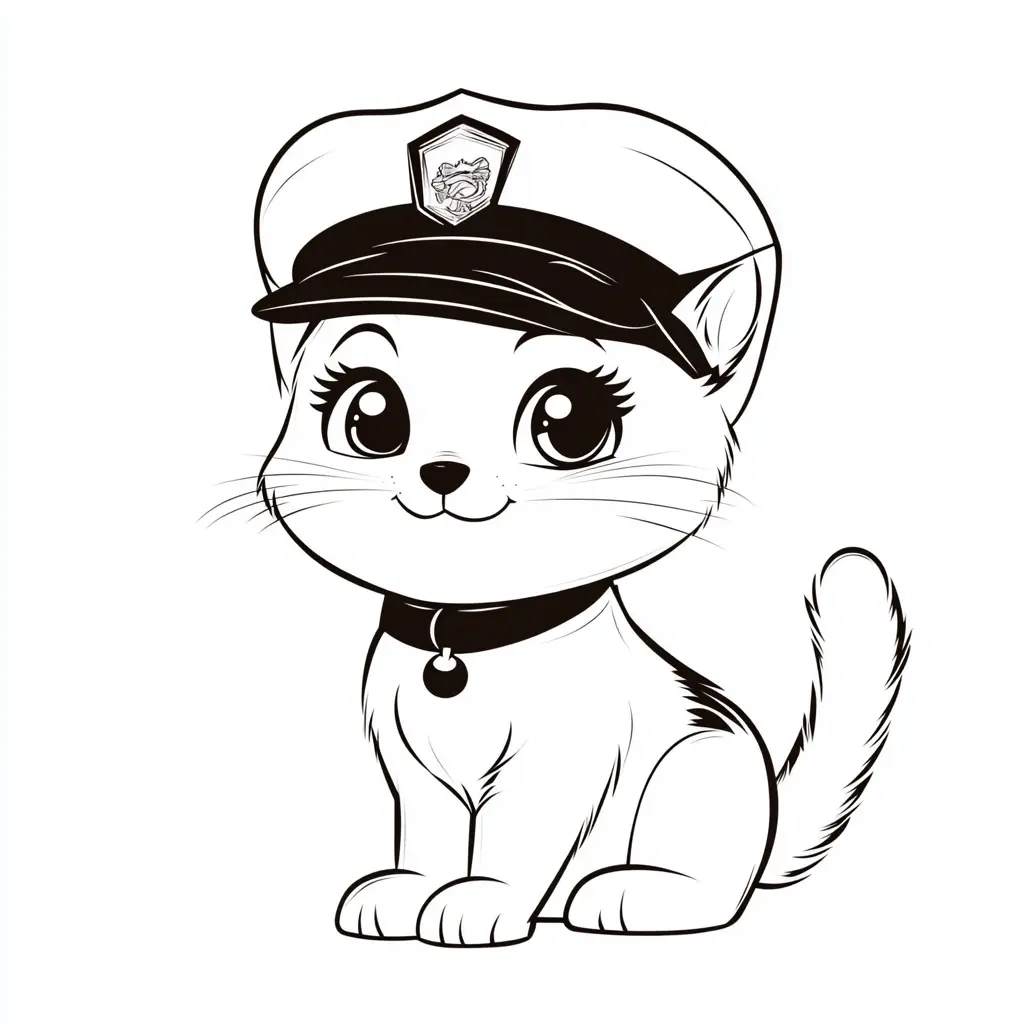 Gatita policía para colorear ❤️ | Minenito