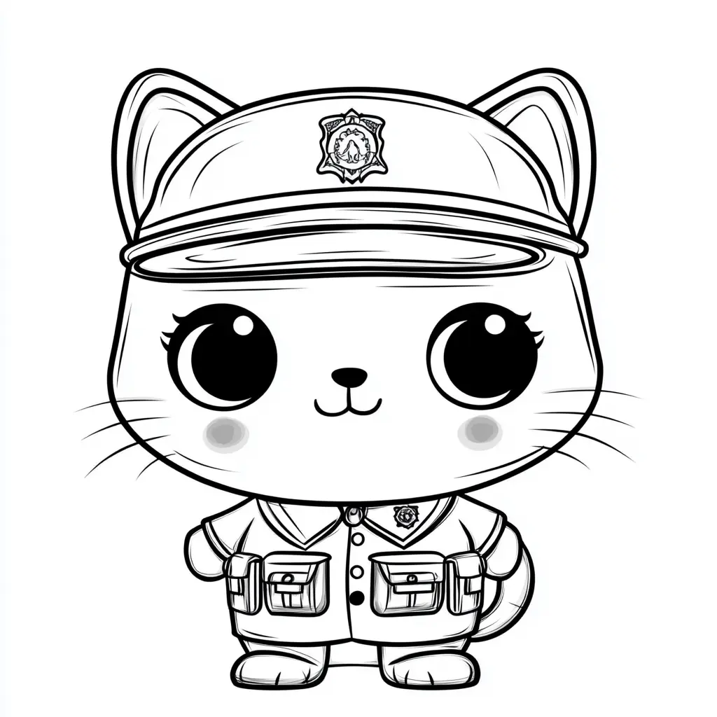 Gatito policía Kawaii para colorear ❤️ | Minenito
