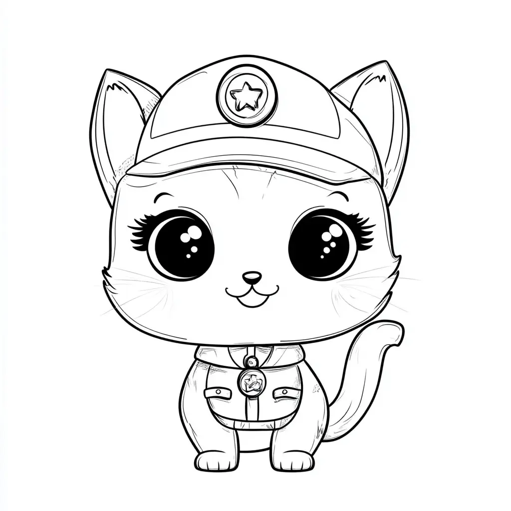 Graciosa gatita de policía para colorear ❤️ | Minenito