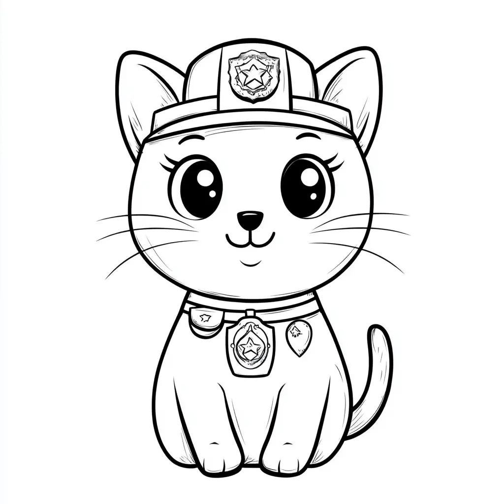 Gatito japonés de policía para colorear ❤️ | Minenito