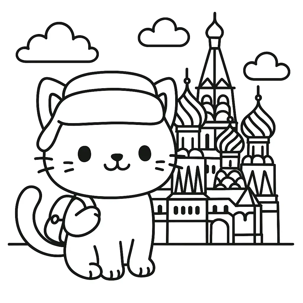 Gato en Rusia para colorear ❤️ | Minenito