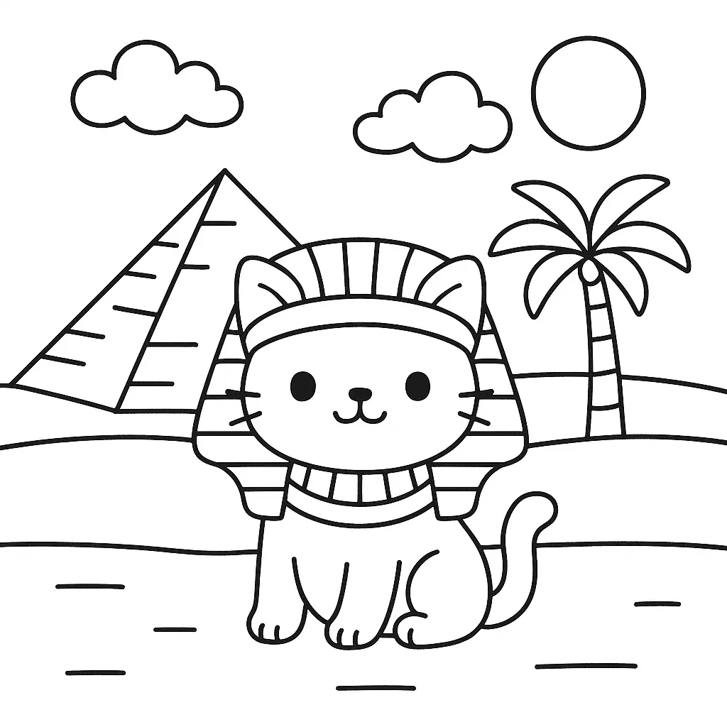 Gato faraón en Egipto para colorear ❤️ | Minenito
