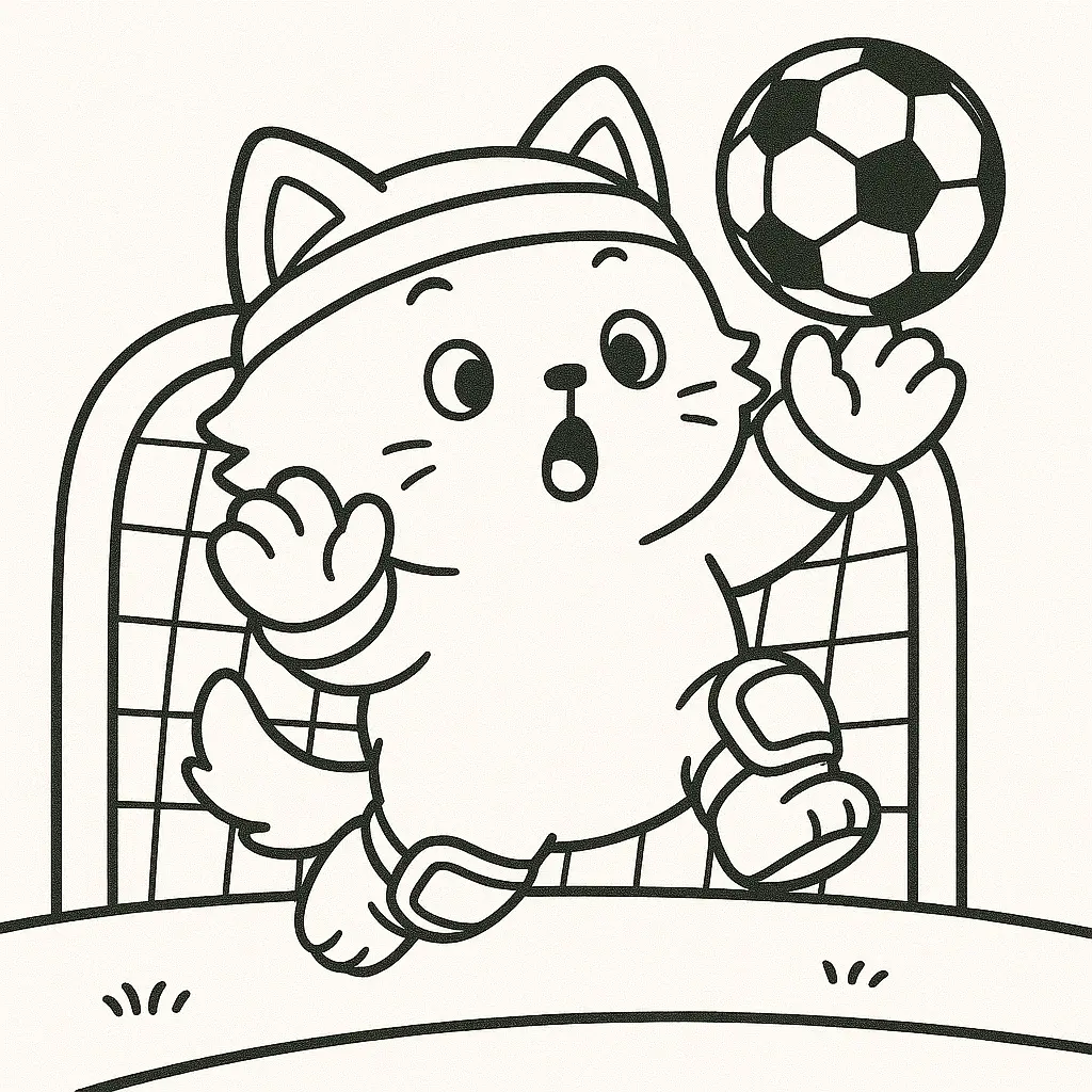 Gatito futbolista para colorear ❤️ | Minenito