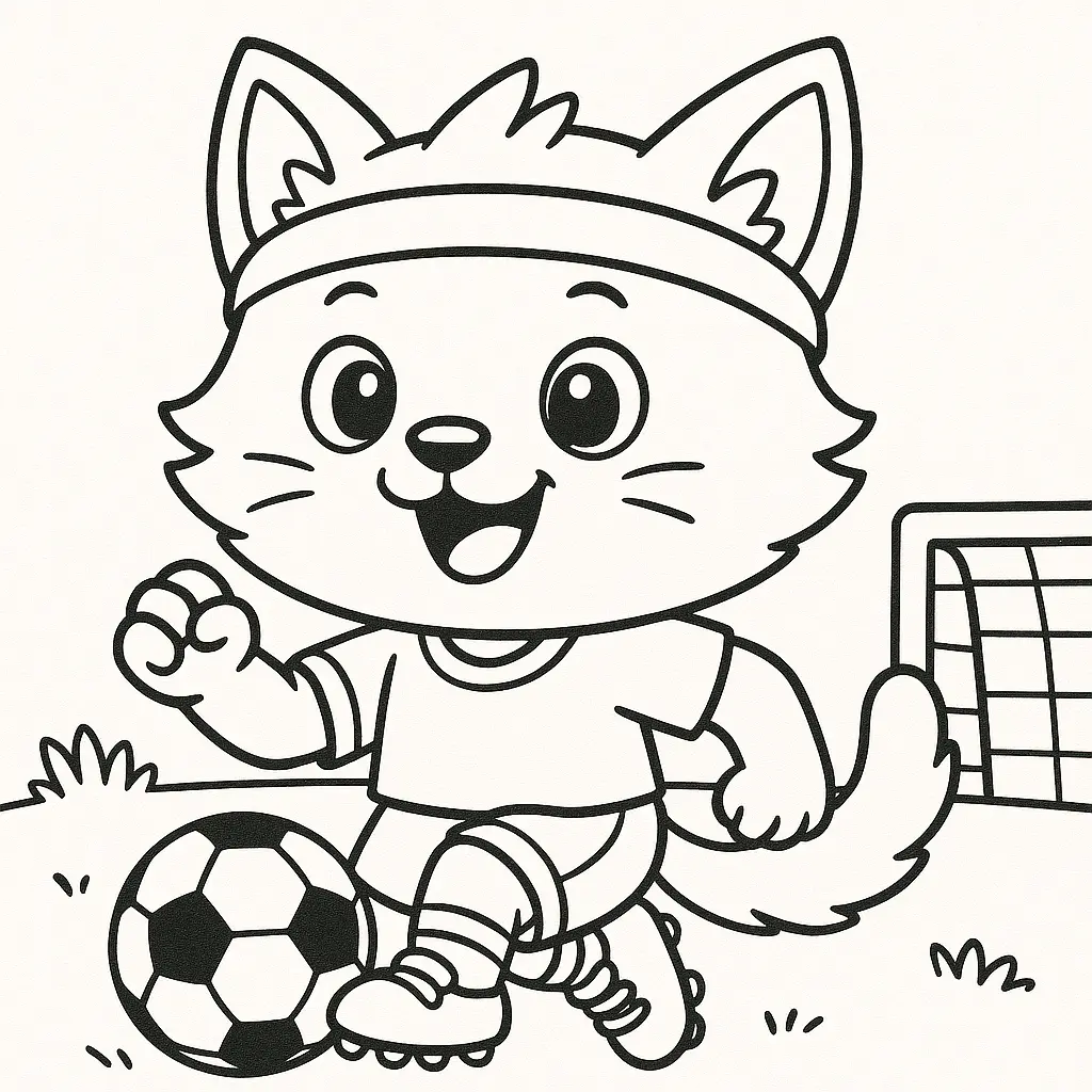 Gatito delantero de fútbol para colorear ❤️ | Minenito