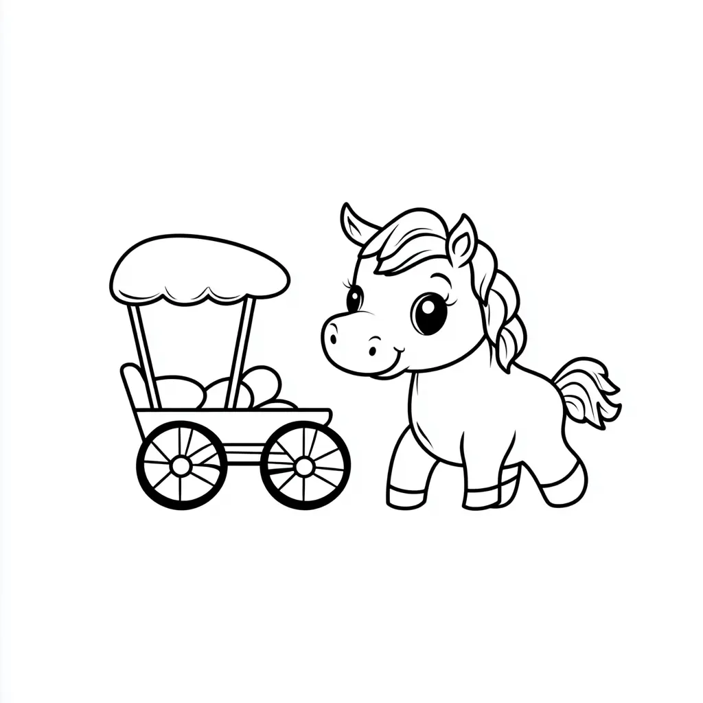 Caballito y cochecito: Dibujos de caballos para colorear ❤️ | Minenito