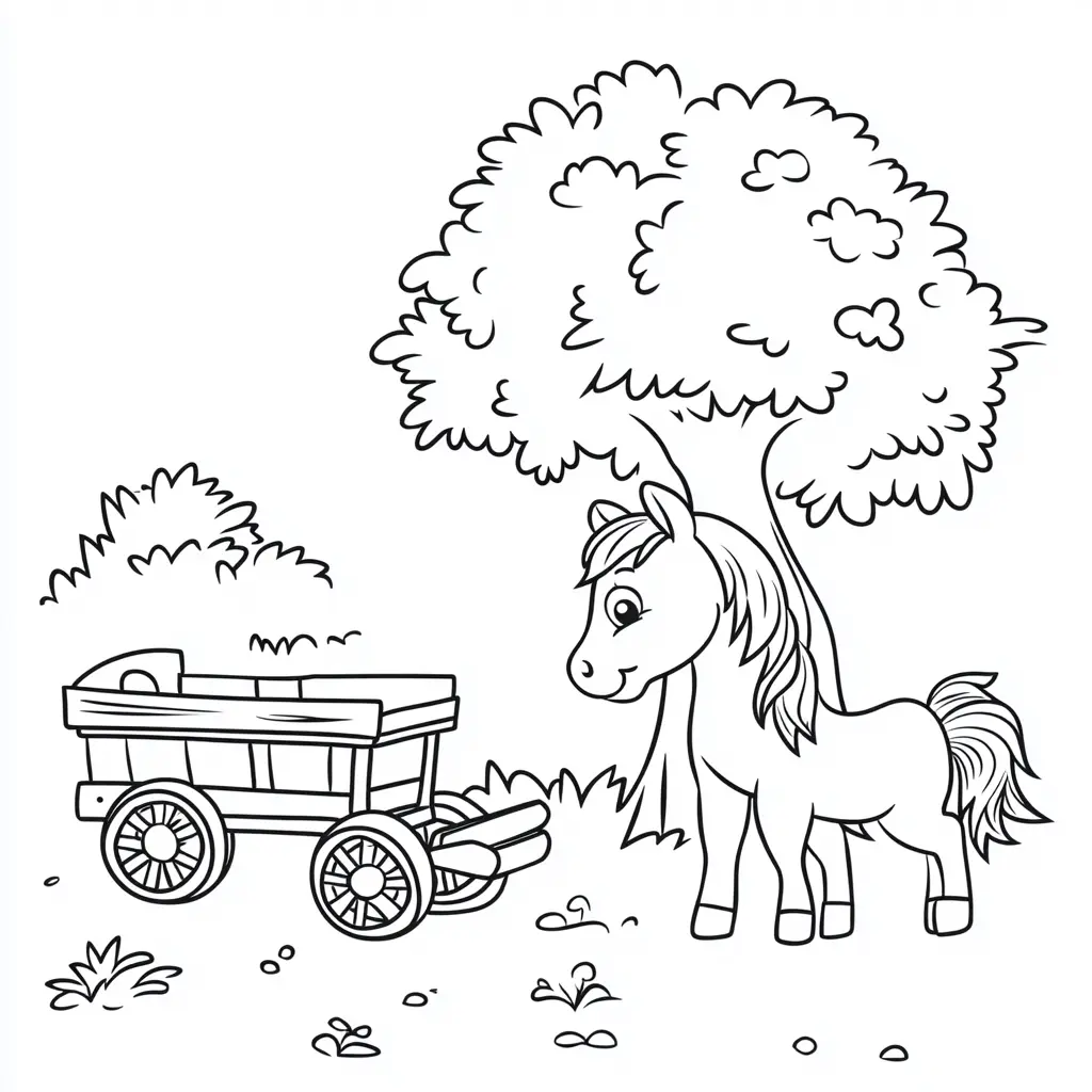 Caballo y carro: Dibujos de caballos para colorear ❤️ | Minenito