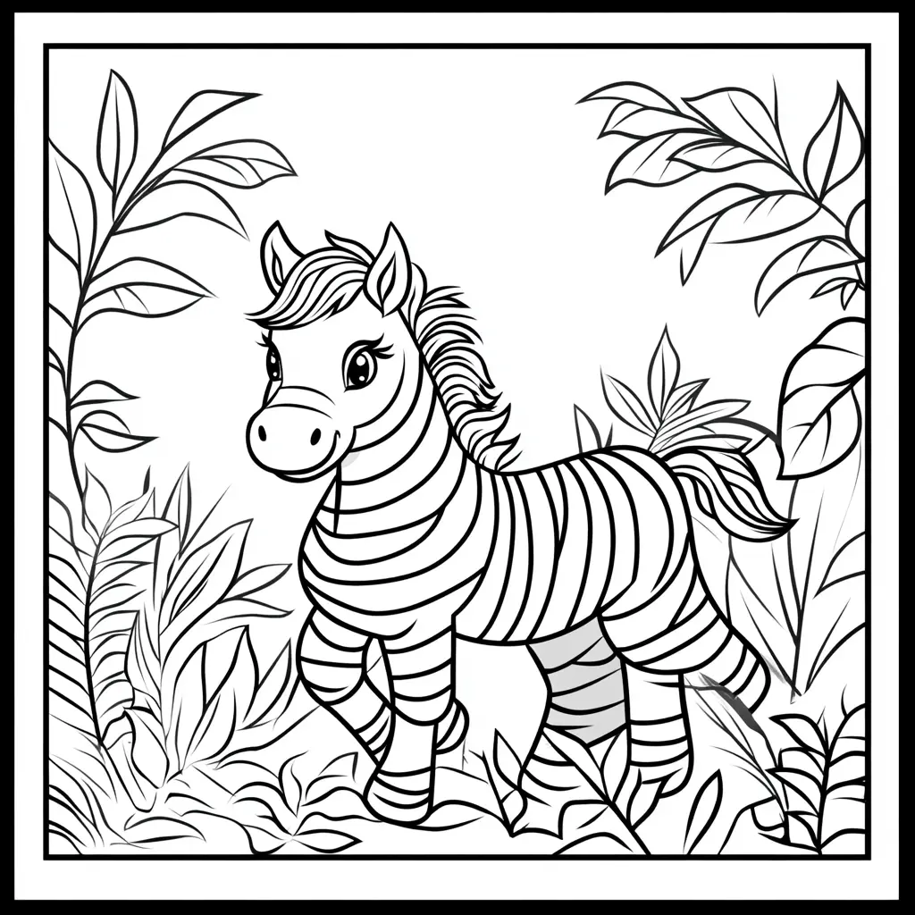 Caballo a rayas caminando con gracia: Dibujos de caballos para colorear ❤️ | Minenito