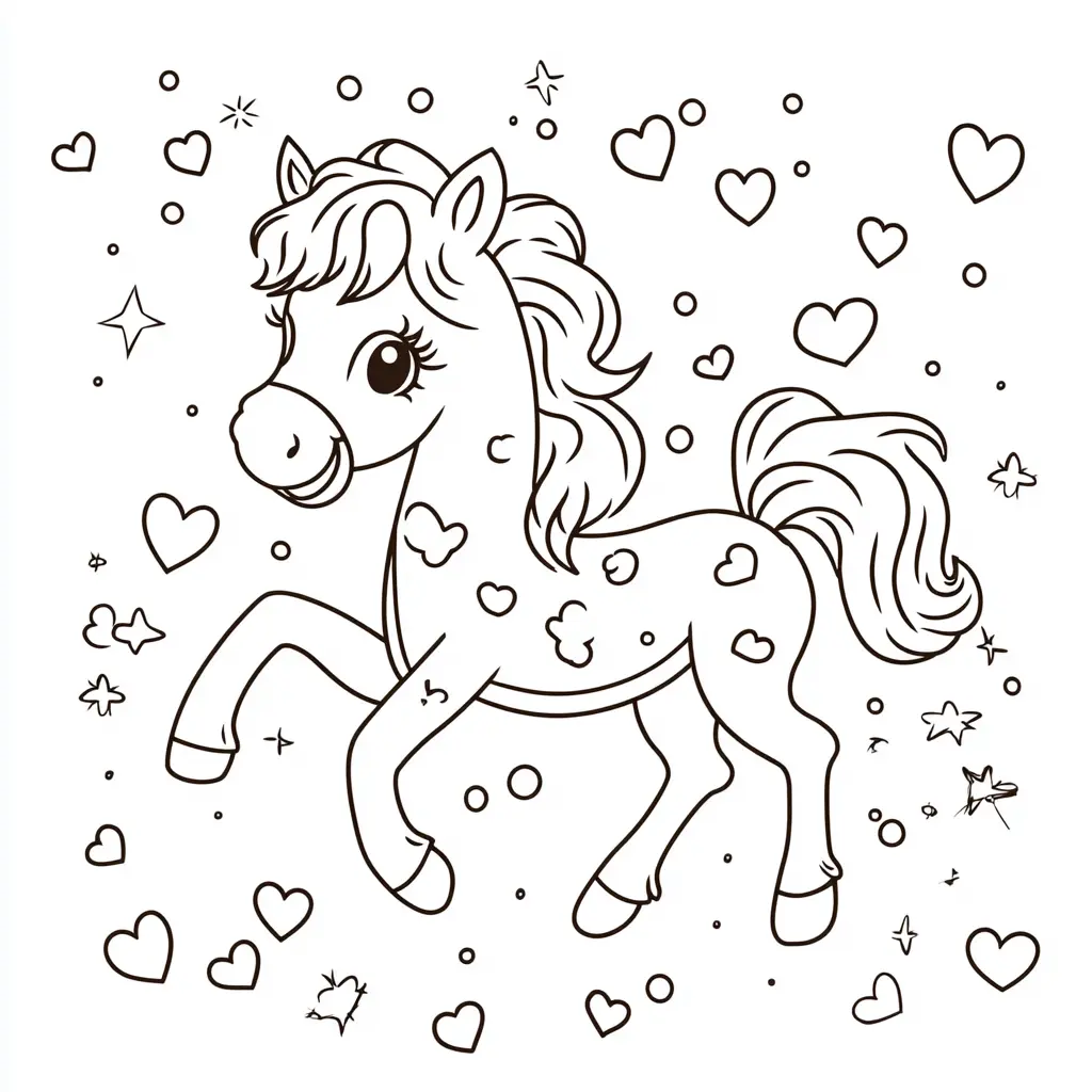 Caballo amoroso: Dibujos de caballos para colorear ❤️ | Minenito