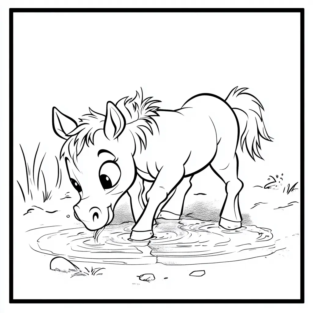 Caballo bebiendo: Dibujos de caballos para colorear ❤️ | Minenito