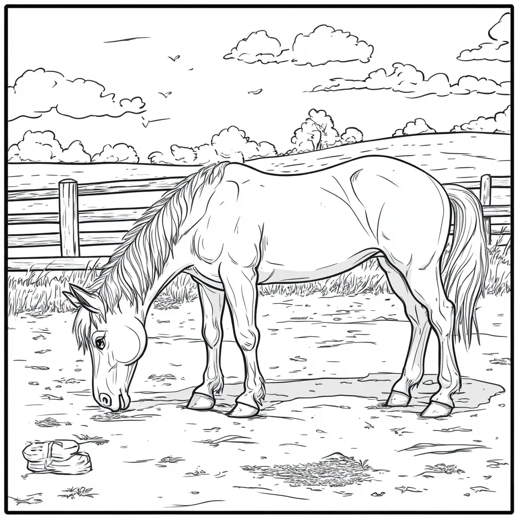 Caballo comiendo: Dibujos de caballos para colorear ❤️ | Minenito