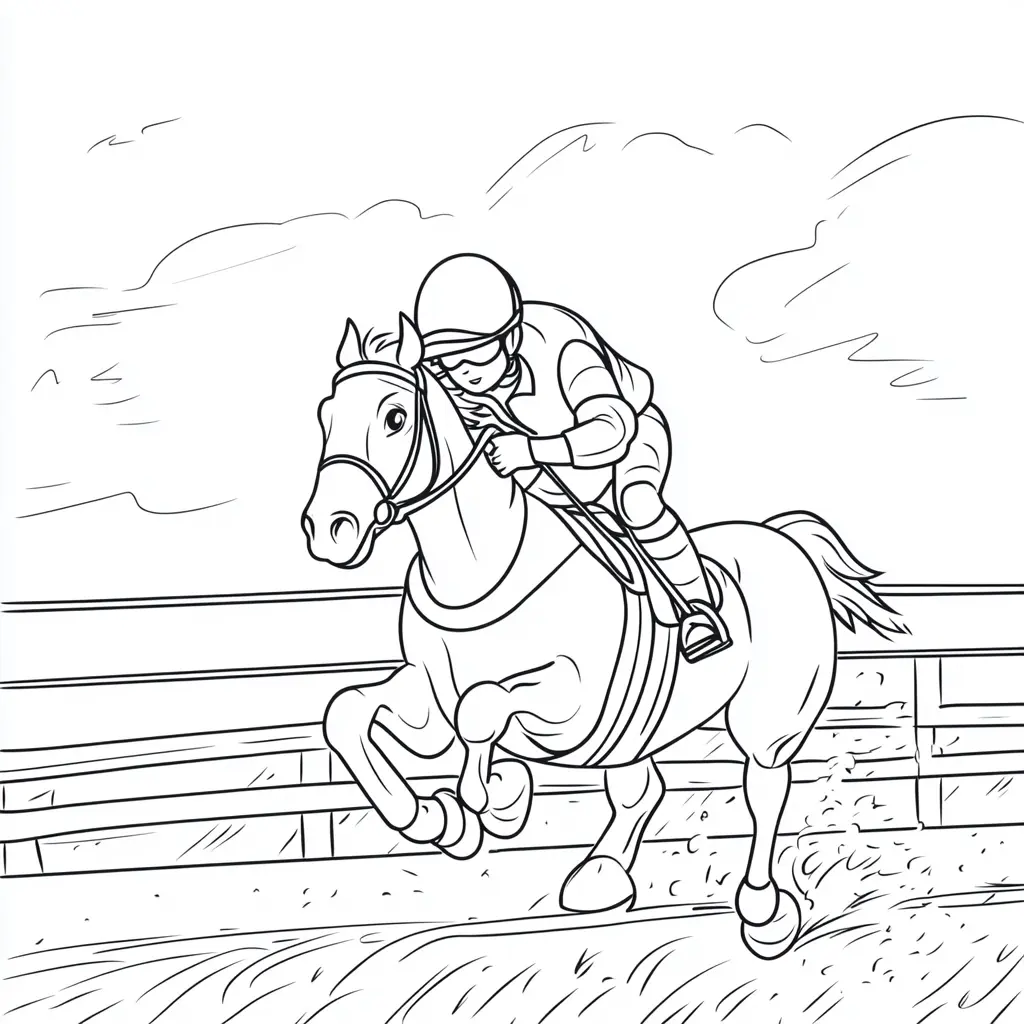 Caballo compitiendo: Dibujos de caballos para colorear ❤️ | Minenito