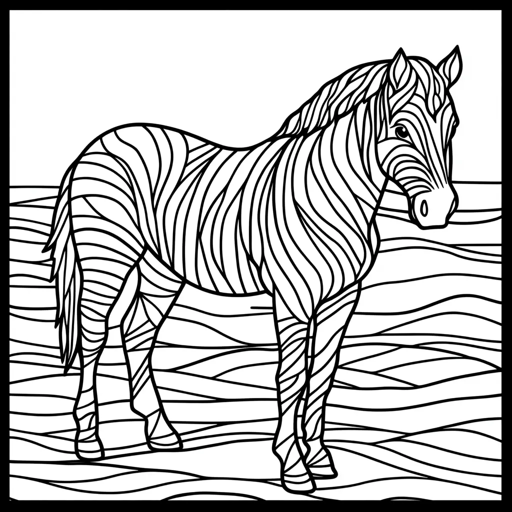 Caballo con paisaje de rayas: Dibujos de caballos para colorear ❤️ | Minenito