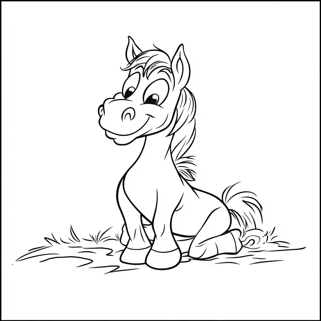 Caballo de dibujos animados: Dibujos de caballos para colorear ❤️ | Minenito