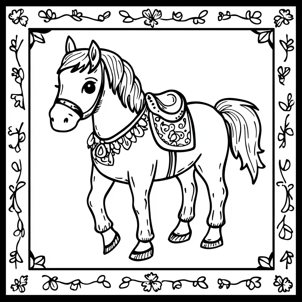 Caballo de feria: Dibujos de caballos para colorear ❤️ | Minenito